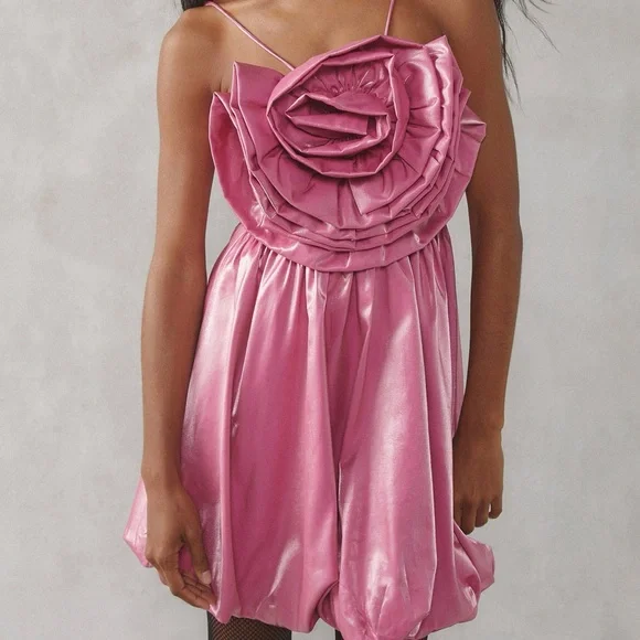 Sister Jane Pink Smocked Satin Mini Dress - Picture 1 of 15